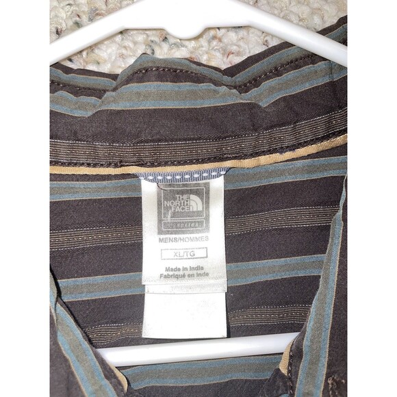 The North Face Mens Cotton LS Button Down Brown Teal Striped Casual Shirt XL - Picture 4 of 13